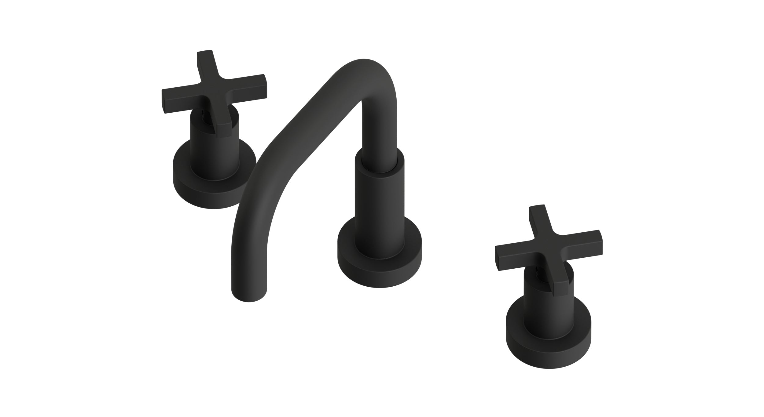 Flatiron Two Handle Deck Mount Squaretop Lavatory Faucet with Linear Cross Handles in Matte Black
