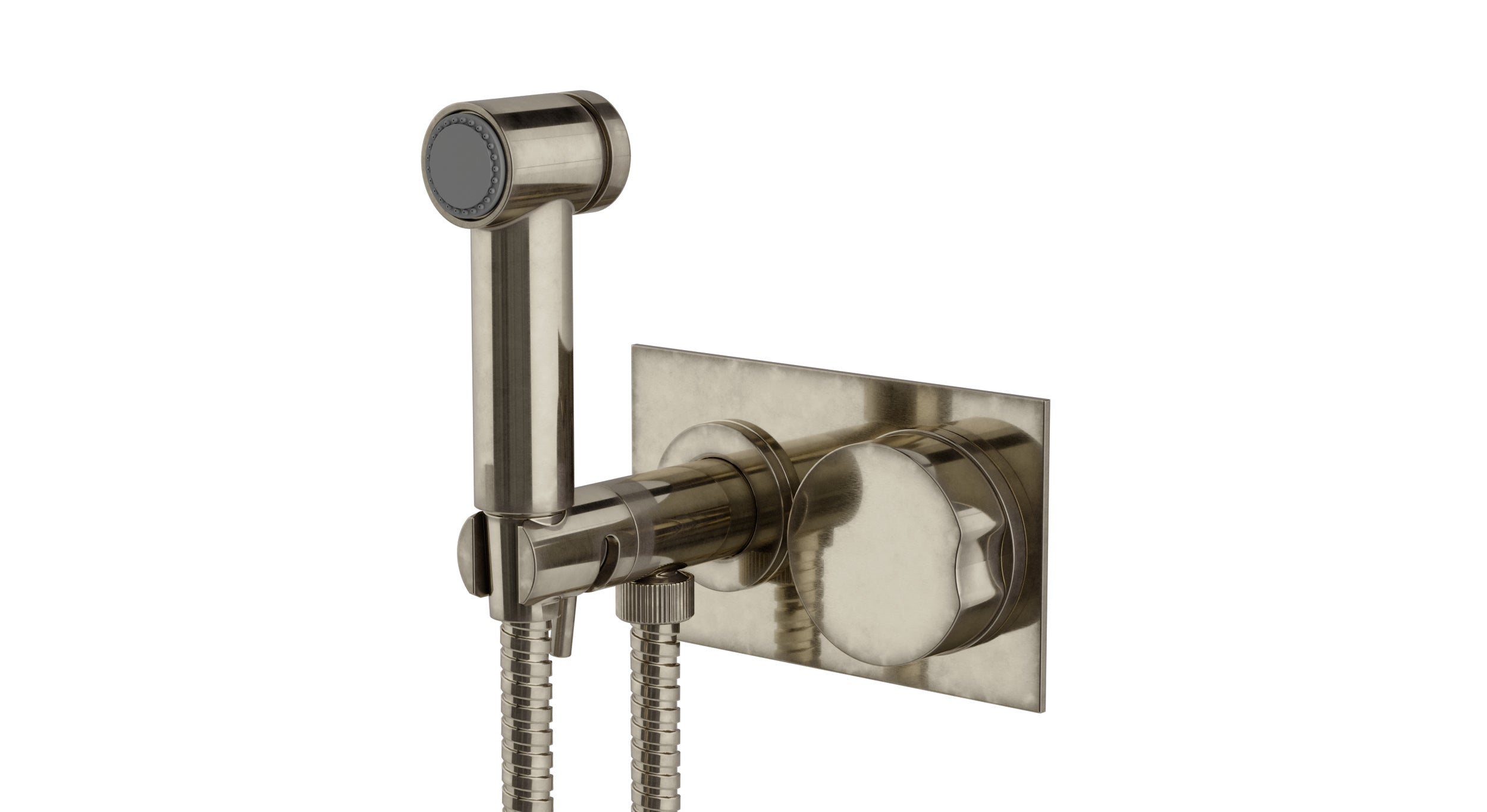 Foundry One Handle Wall Mount Bidet Trim with Barrel Knob Handle in French Nickel