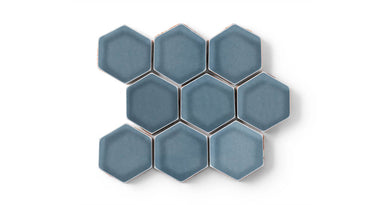 3" Hexagon Sheeted Original Ceramic Mosaic Tile in Nautical Gloss