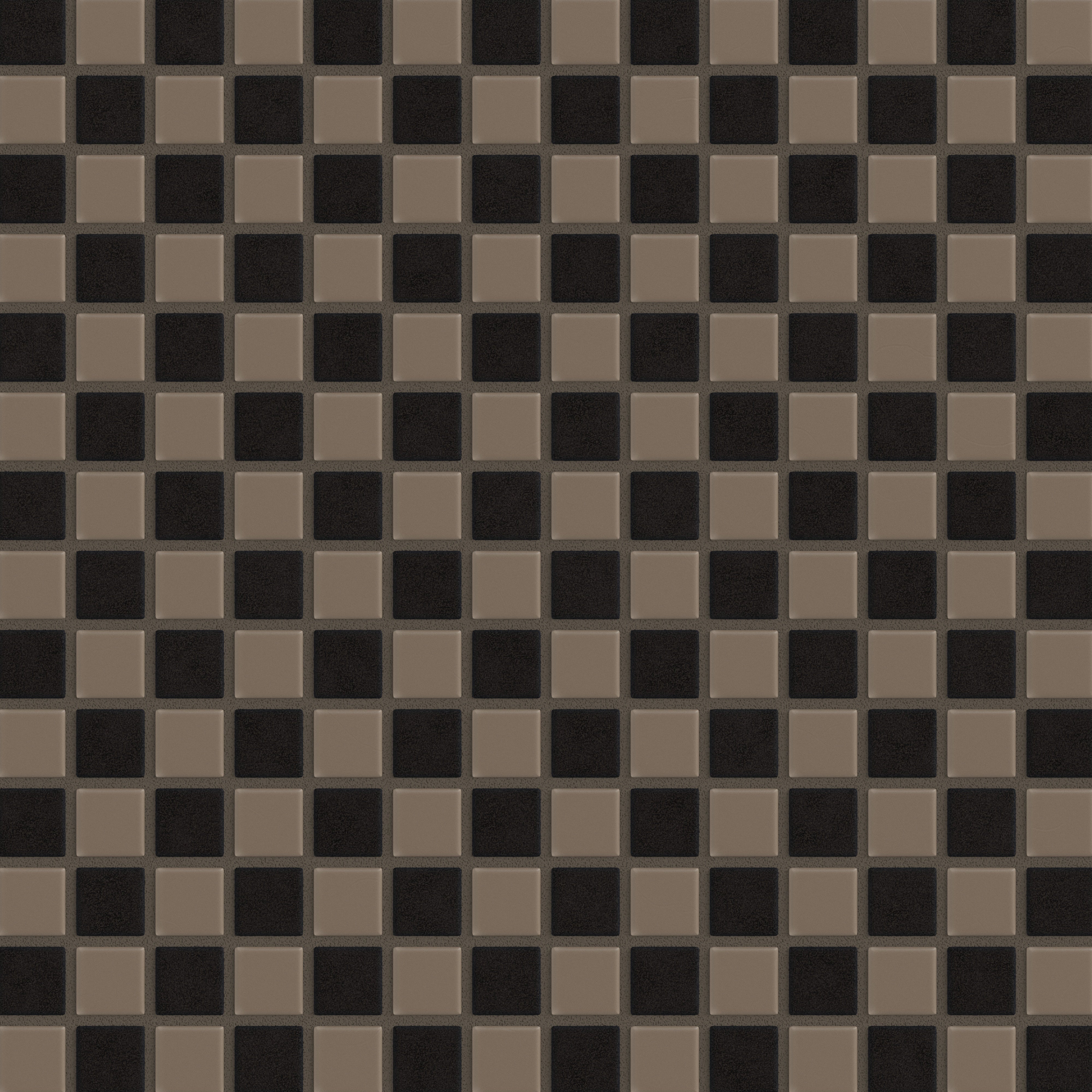 1x1 Checkerboard Sheeted Original Ceramic Tile in Cardamom Matte & Raven Matte