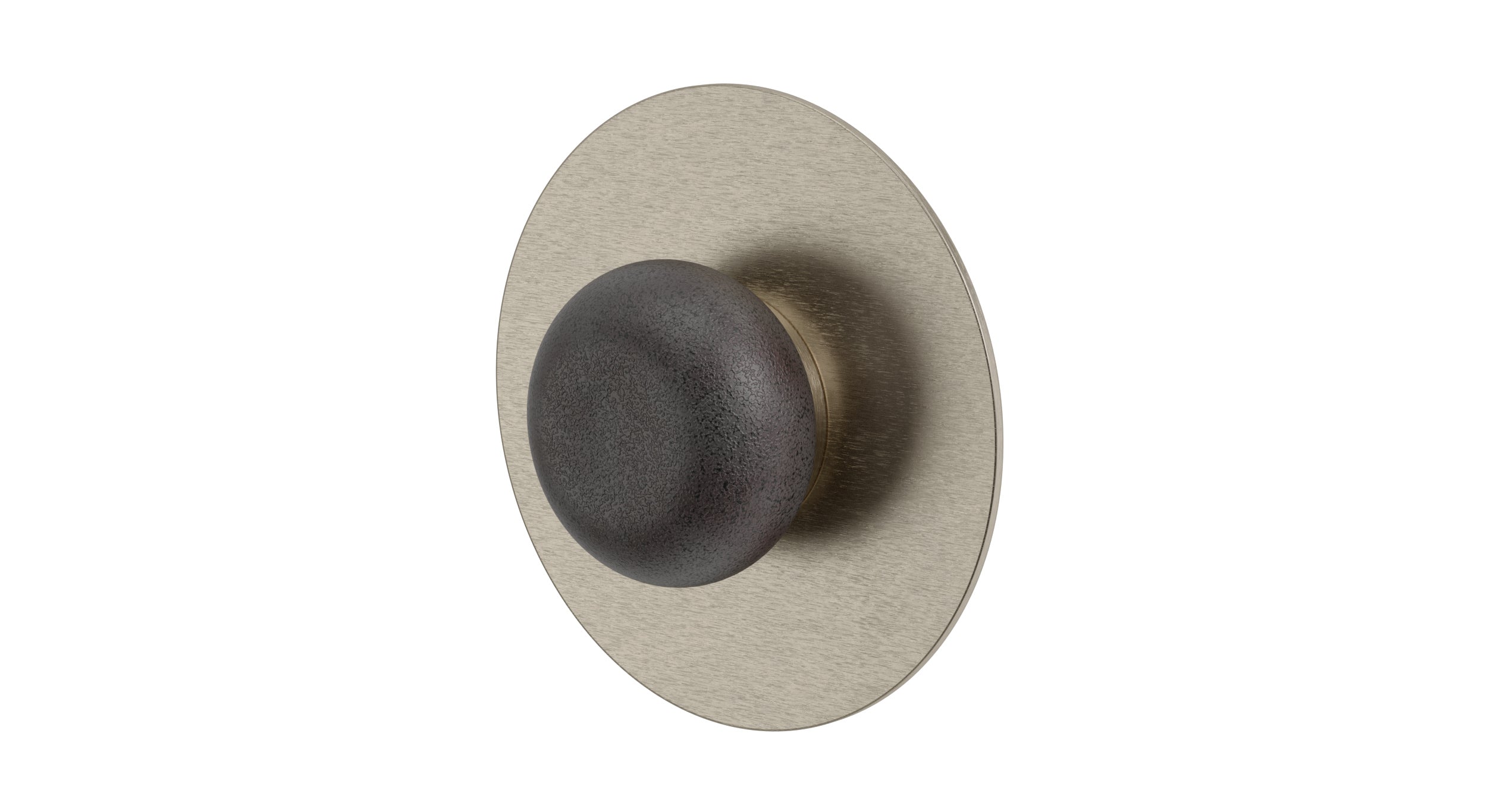 Foundry One Handle Wall Mount Shower Trim with Pebble Ceramic Knob Handle in Satin Nickel