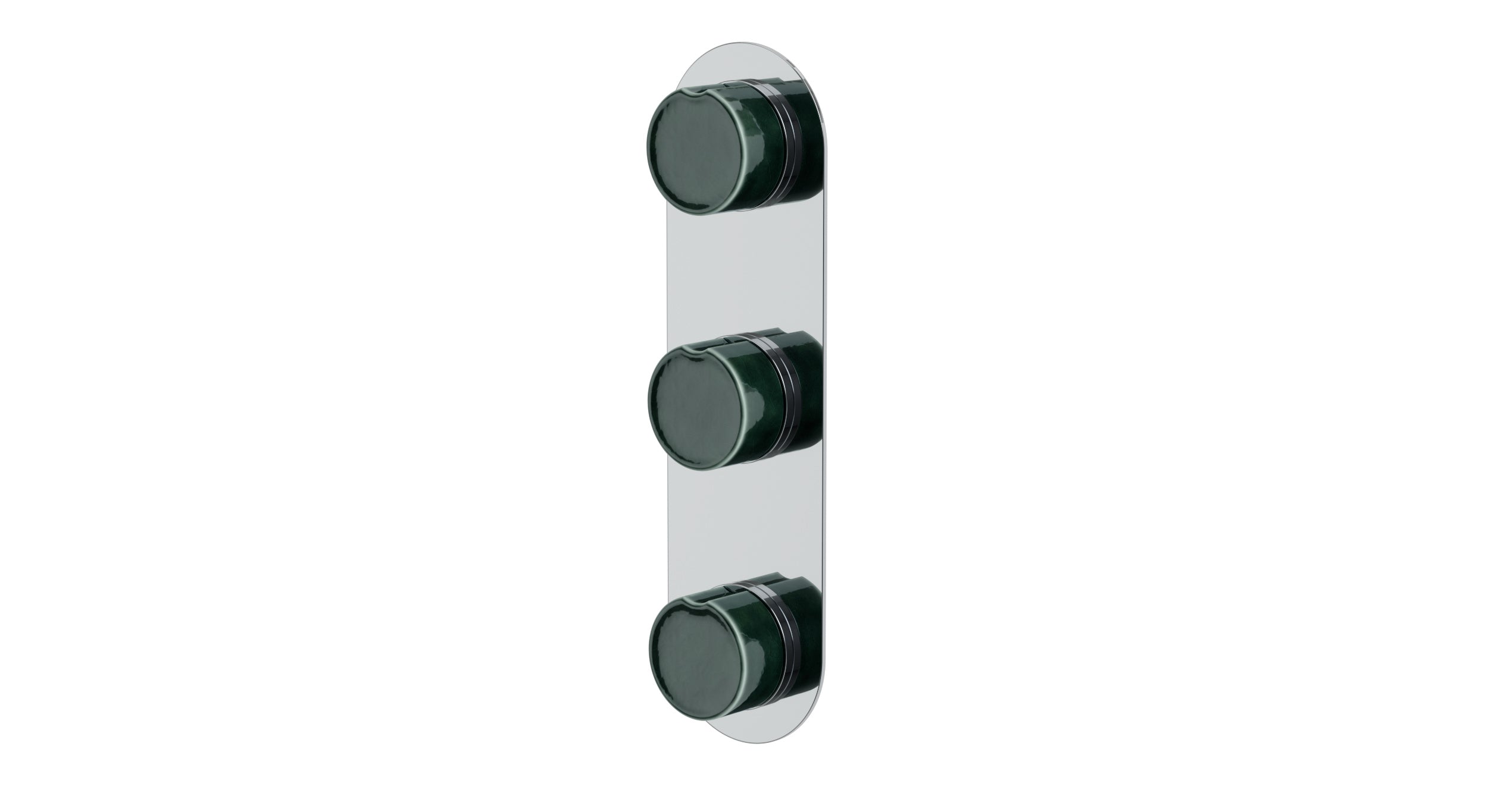 Foundry Three Handle Wall Mount Shower Trim with Groove Ceramic Knob Handles in Polished Chrome