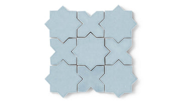Mini Star & Cross Original Ceramic Tile in Crater Lake Gloss