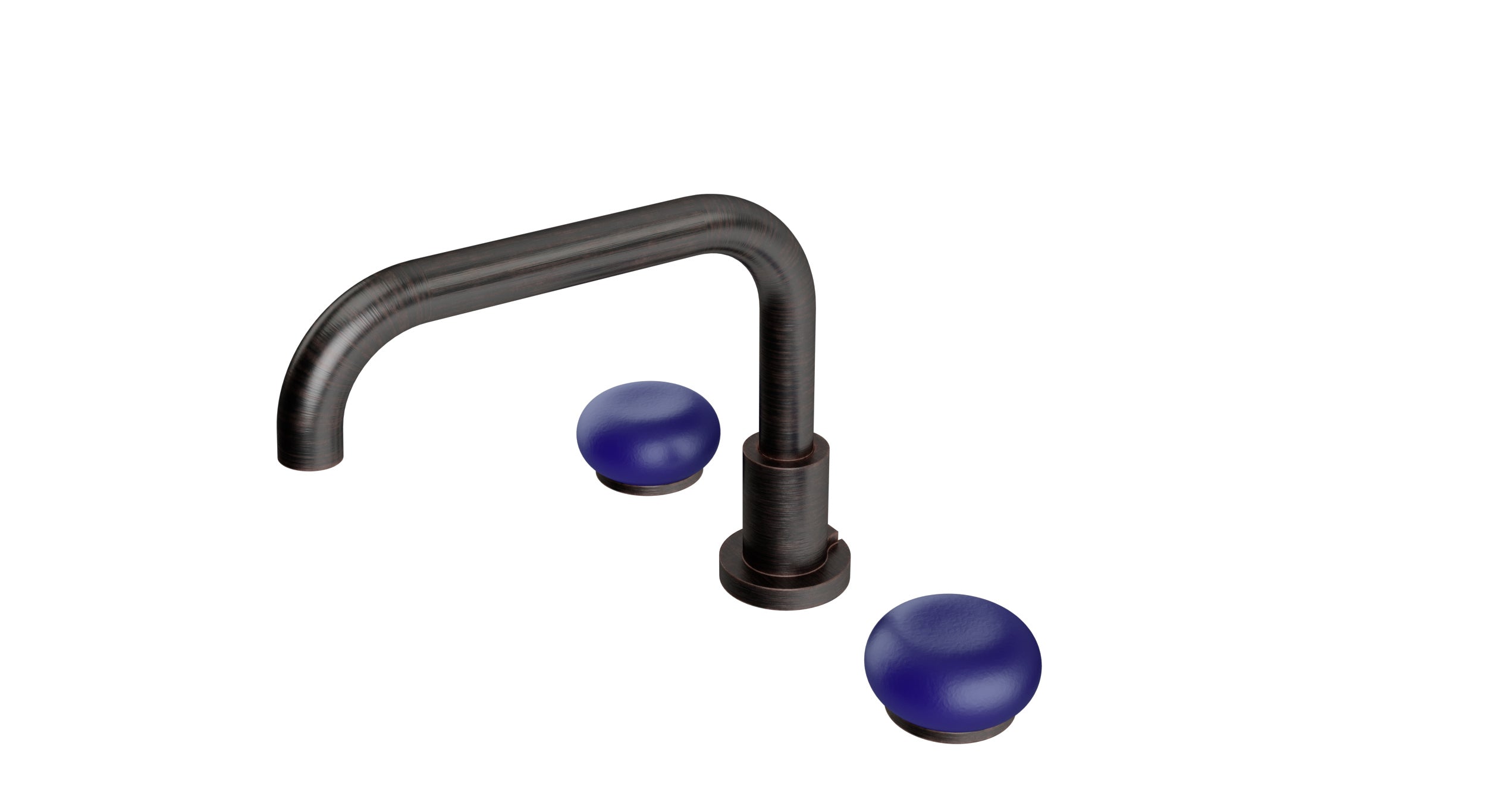 Foundry Two Handle Deck Mount Squaretop Bath Trim with Pebble Ceramic Knob Handles in Antique Bronze