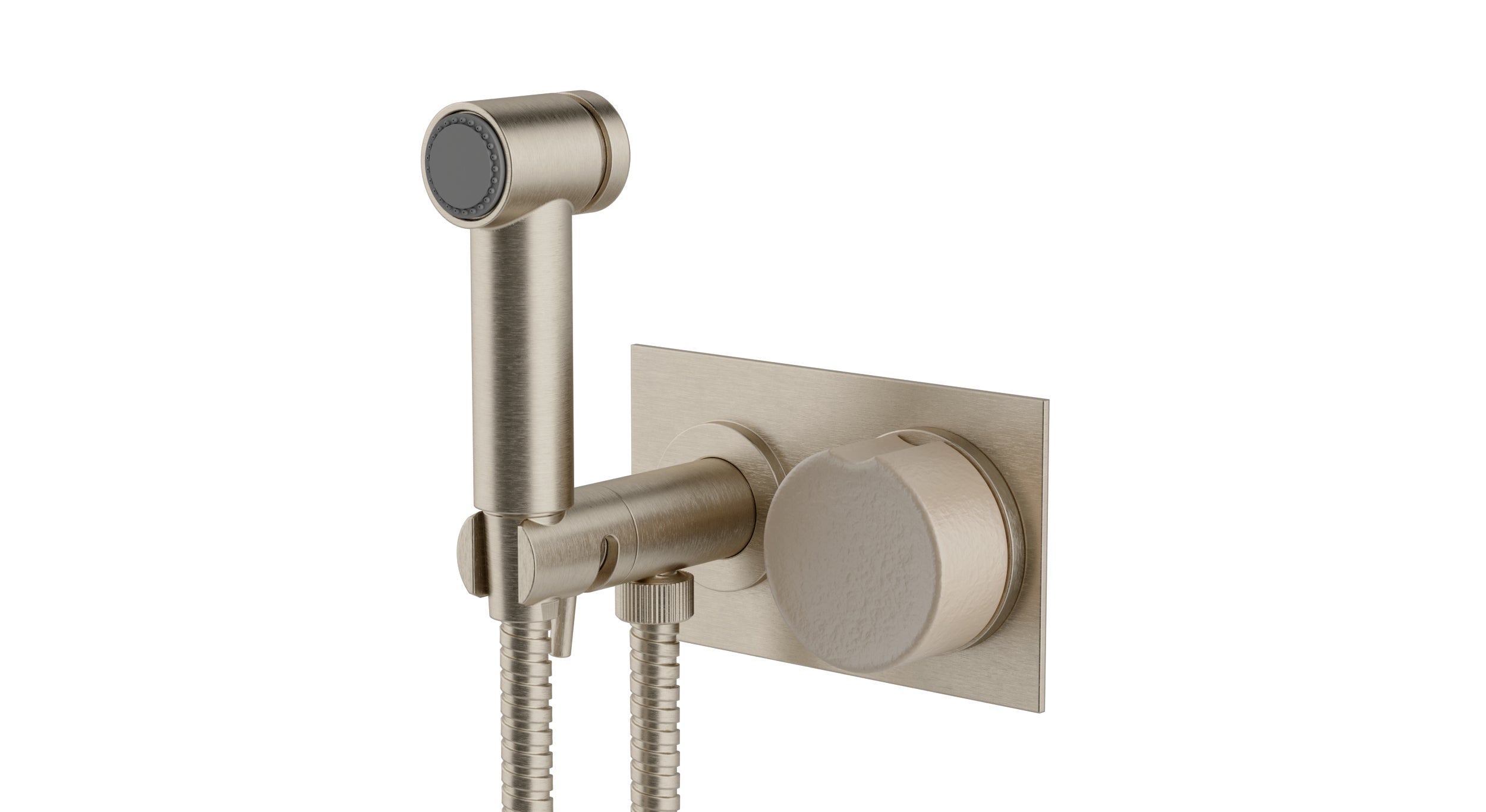 Foundry One Handle Wall Mount Bidet Trim with Groove Ceramic Knob Handle in Satin Nickel