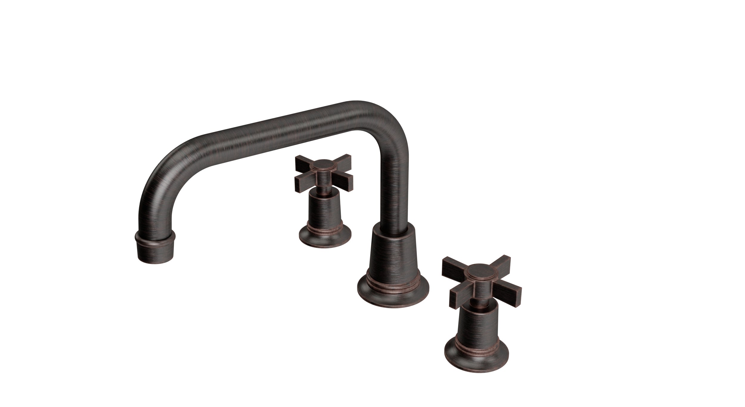 Emerson Two Handle Deck Mount Squaretop Bath Trim with Defined Cross Handles in Antique Bronze