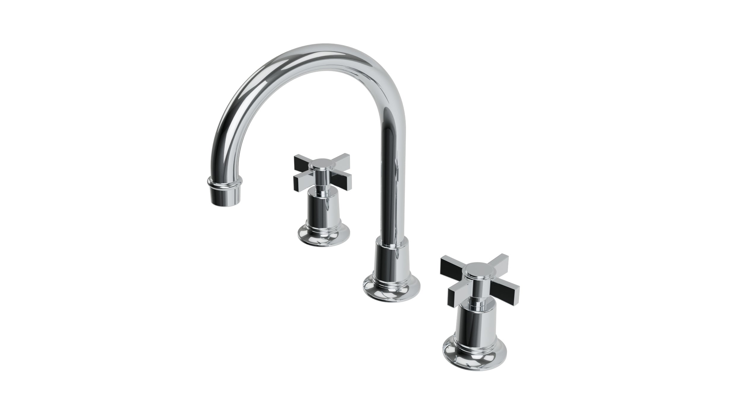 Emerson Two Handle Deck Mount Gooseneck Lavatory Faucet with Defined Cross Handles