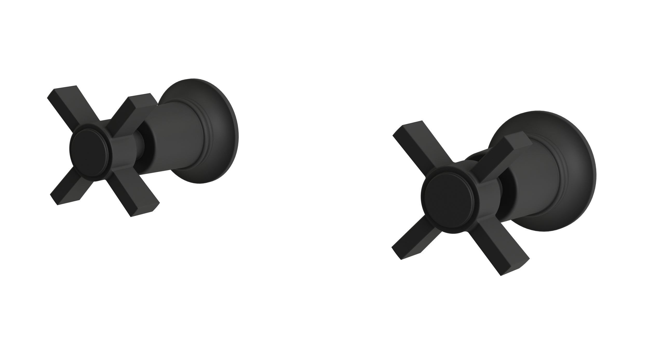 Emerson Two Handle Wall Mount Bath Trim with Defined Cross Handles in Matte Black