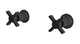 Emerson Two Handle Wall Mount Bath Trim with Defined Cross Handles in Matte Black