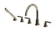 Flatiron Three Handle Deck Mount Gooseneck Bath Trim with Hand Shower and Linear Lever Handles in Polished Nickel