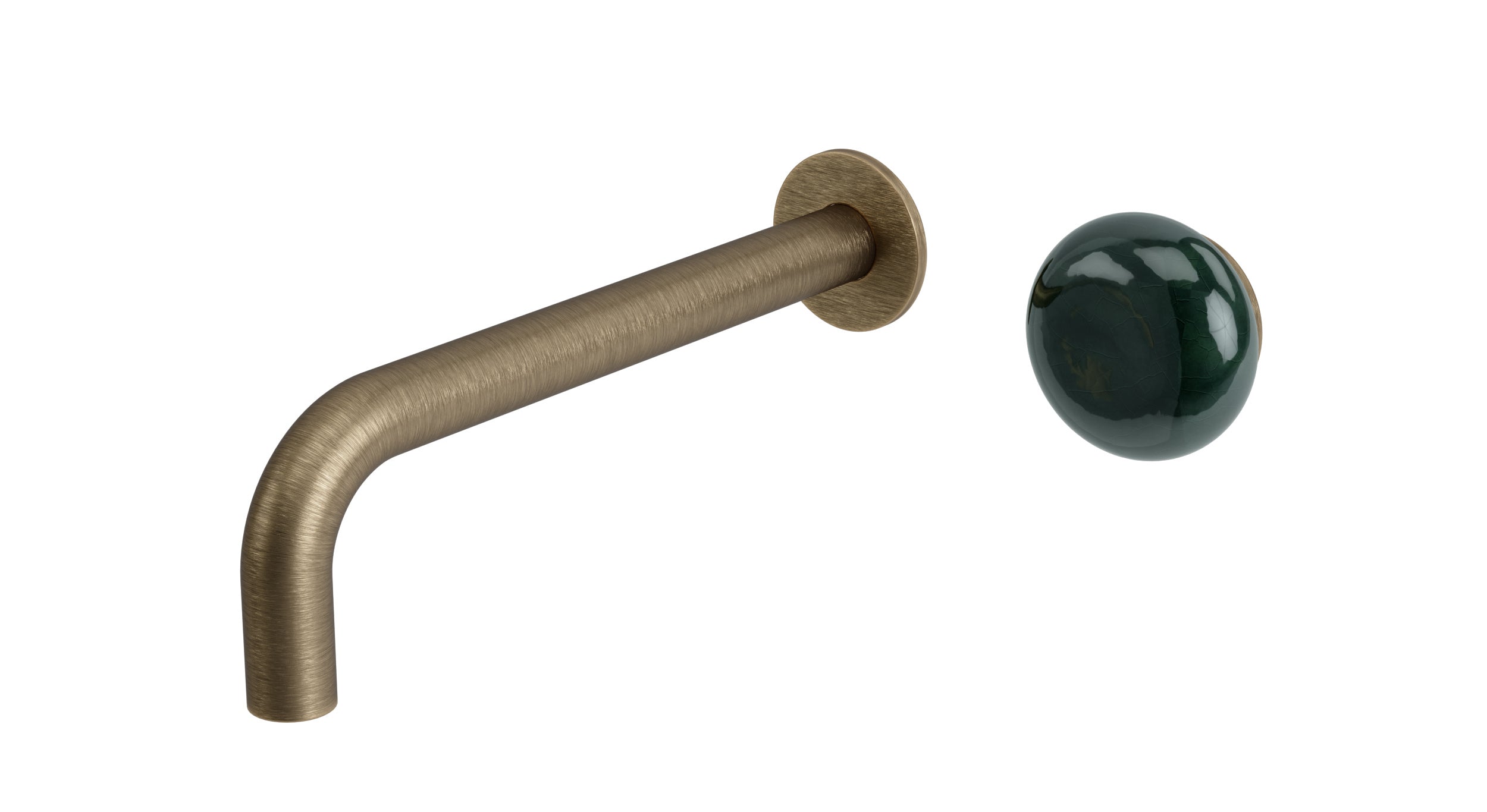 Foundry One Handle Wall Mount 7.5" Lavatory Faucet with Pebble Ceramic Knob Handle in Antique Brass