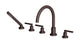 Flatiron Three Handle Deck Mount Gooseneck Bath Trim with Hand Shower and Linear Lever Handles in Architectural Copper