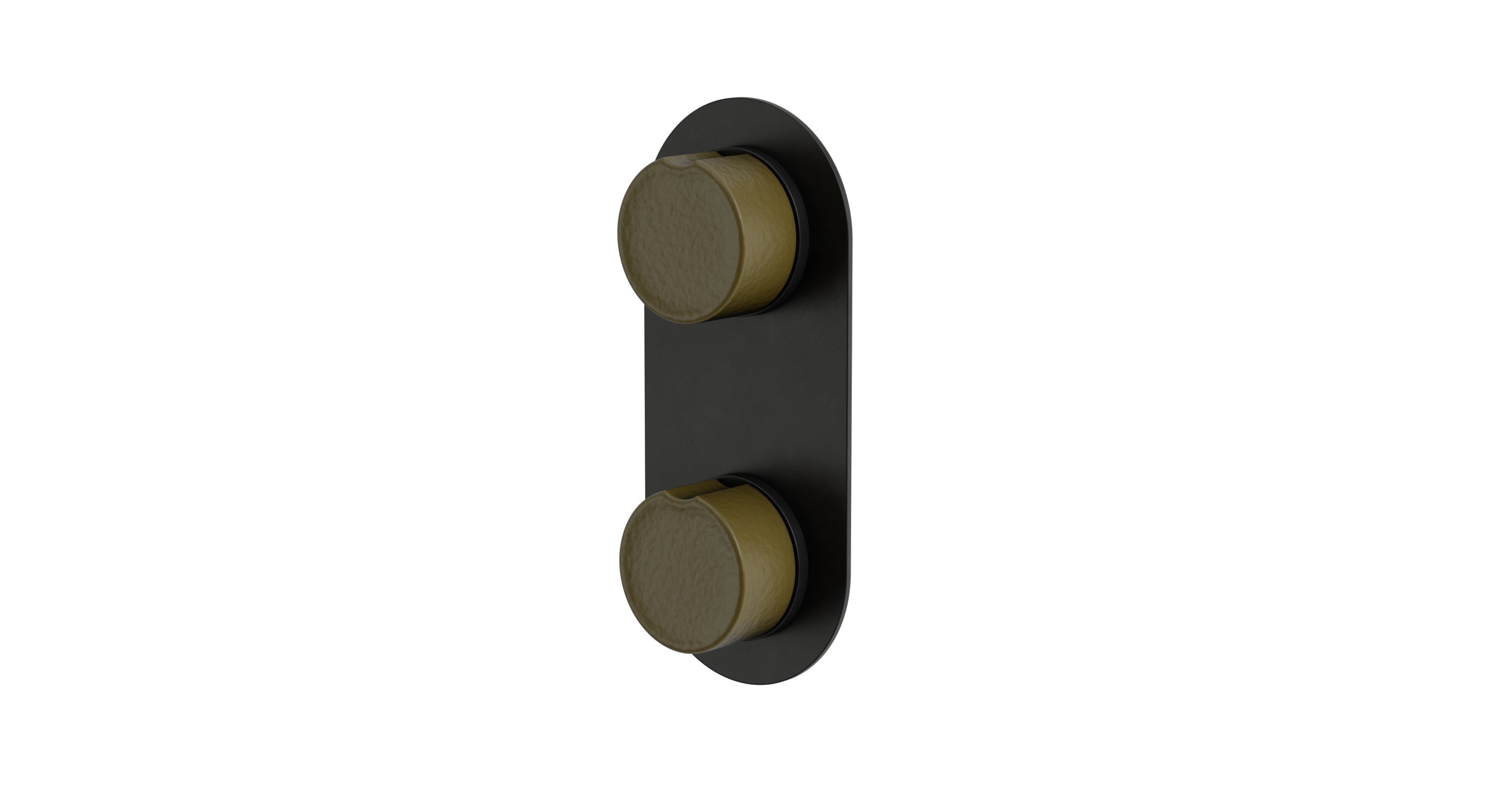 Foundry Two Handle Wall Mount Shower Trim with Groove Ceramic Knob Handles in Oil Rubbed Bronze