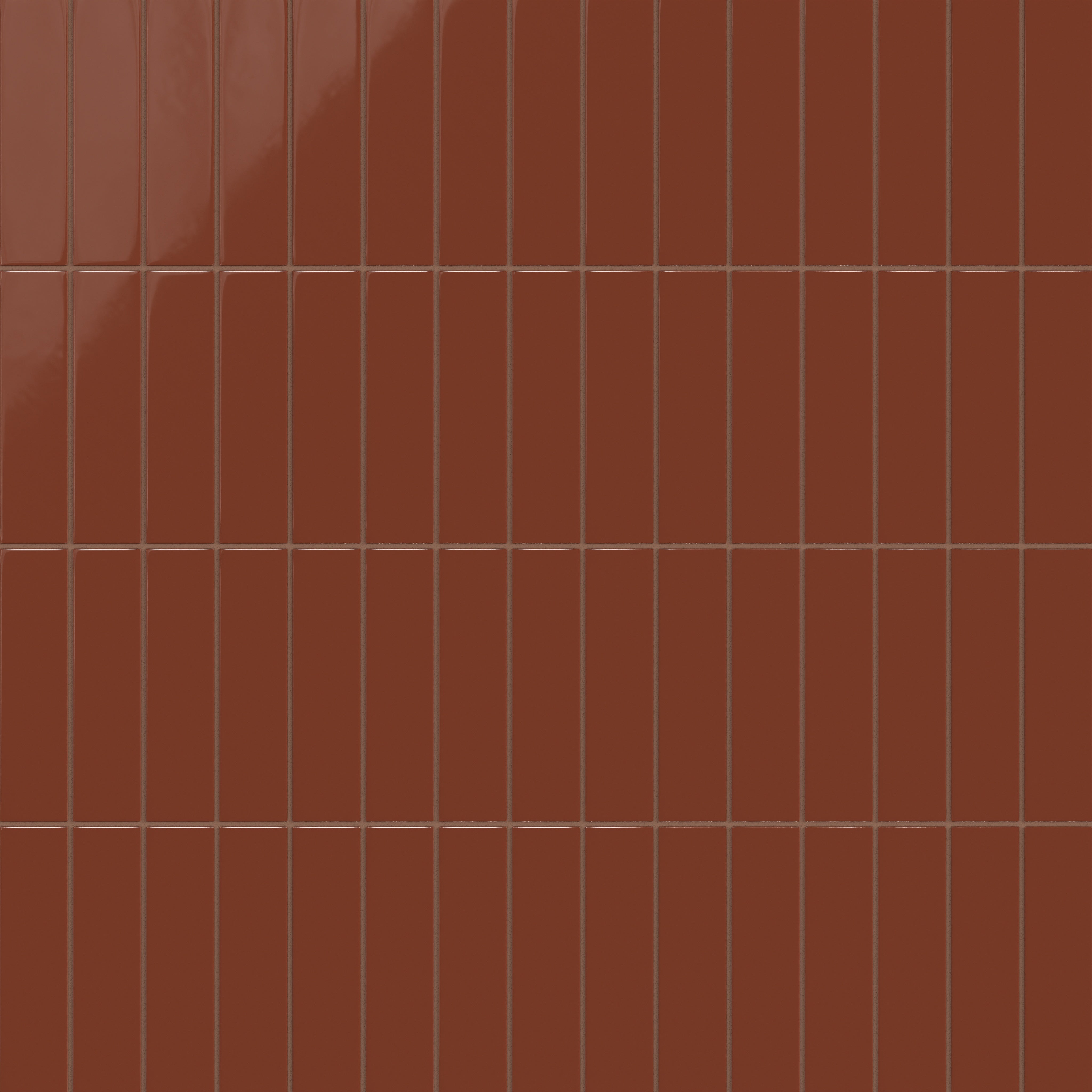 2x8 Natural Press Ceramic Tile in Red Iron Oxide Gloss