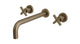 Flatiron Two Handle Wall Mount 10" Lavatory Faucet with Linear Cross Handles in Antique Brass