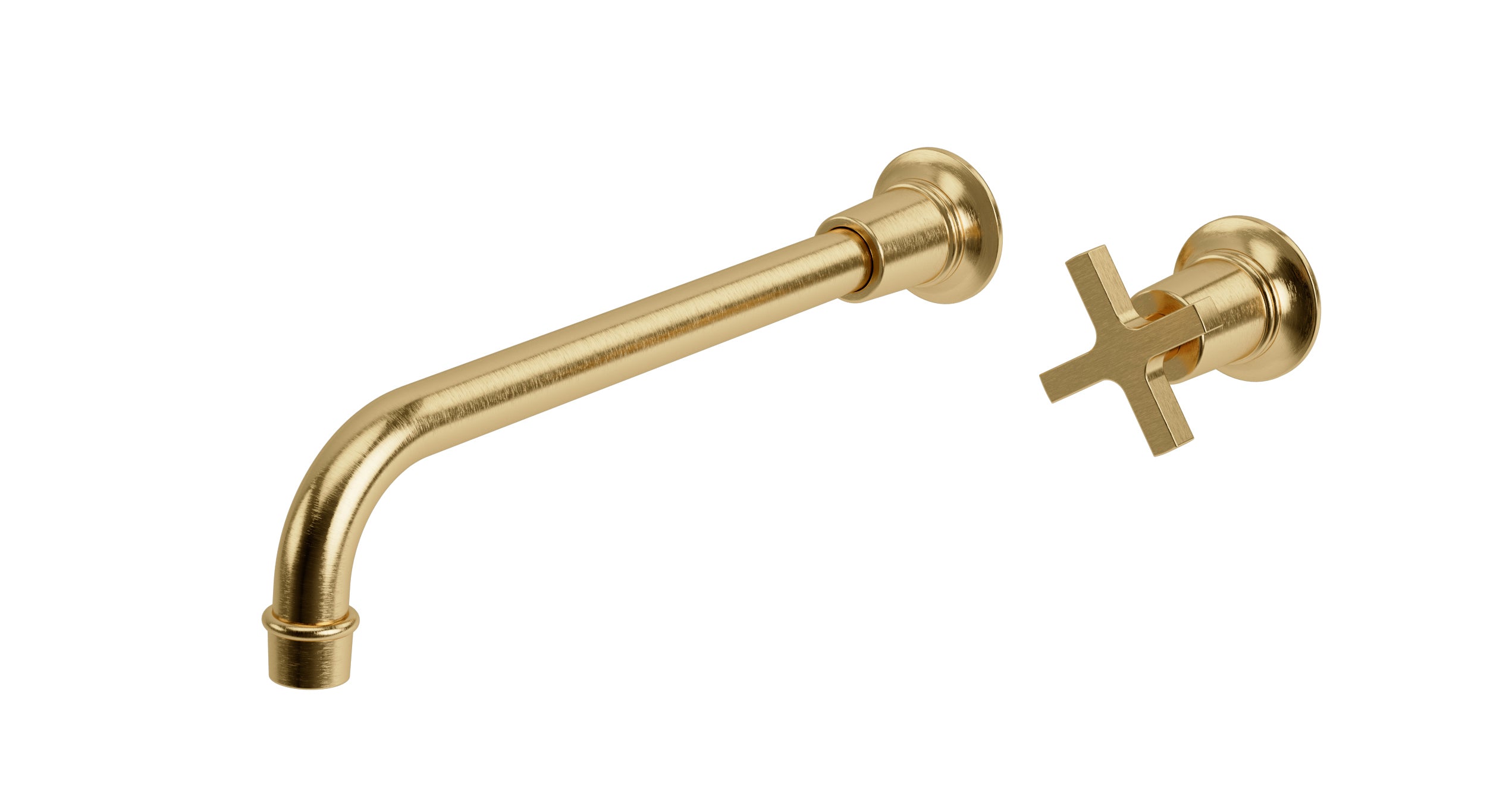 Emerson One Handle Wall Mount 12" Lavatory Faucet with Classic Cross Handle in Satin Brass
