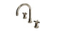 Emerson Two Handle Deck Mount Gooseneck Lavatory Faucet with Classic Cross Handles in Polished Nickel