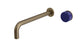 Foundry One Handle Wall Mount 10" Lavatory Faucet with Groove Ceramic Knob Handle in Antique Brass