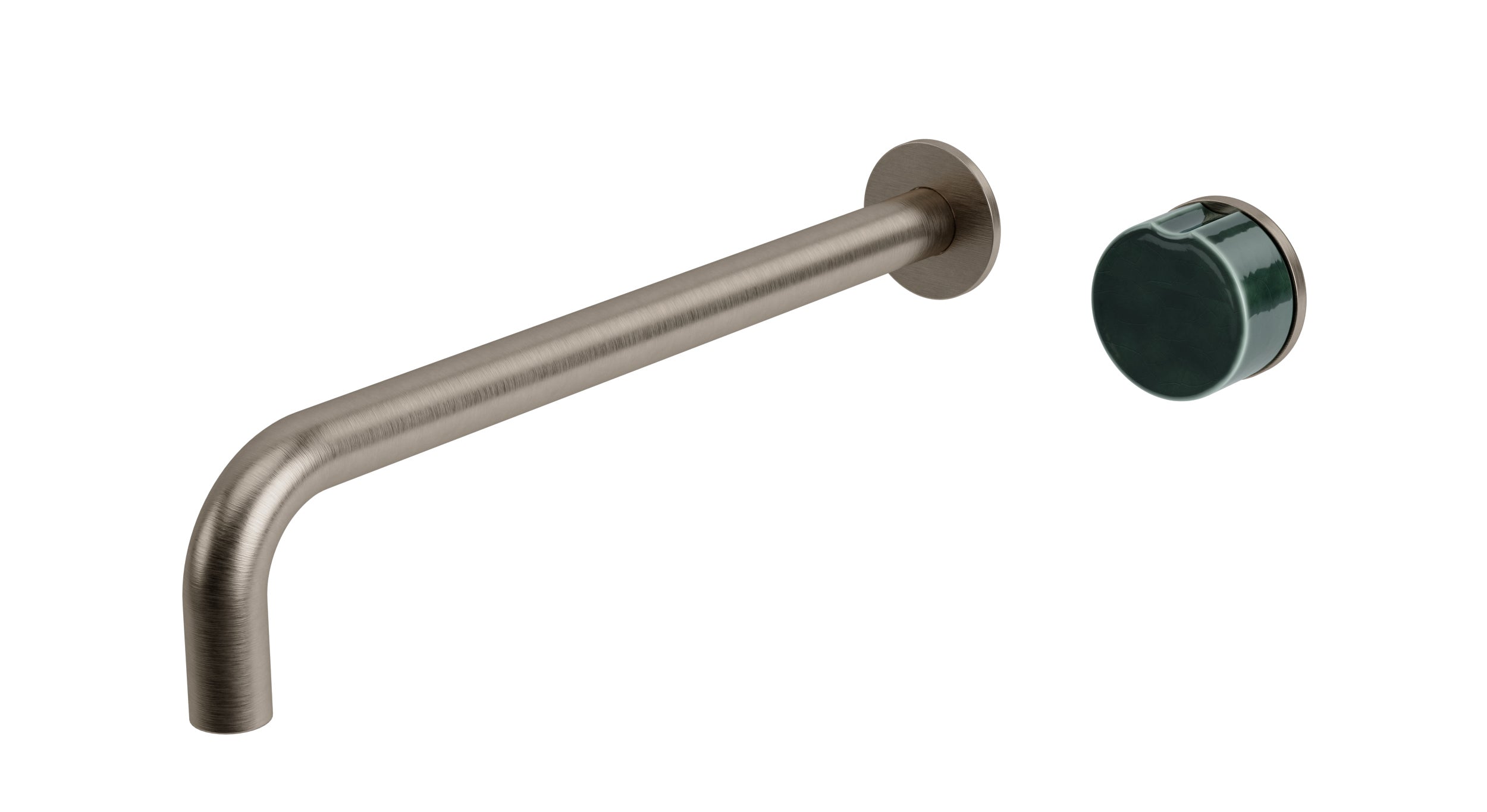Foundry One Handle Wall Mount 12" Lavatory Faucet with Groove Ceramic Knob Handle in Antique Nickel
