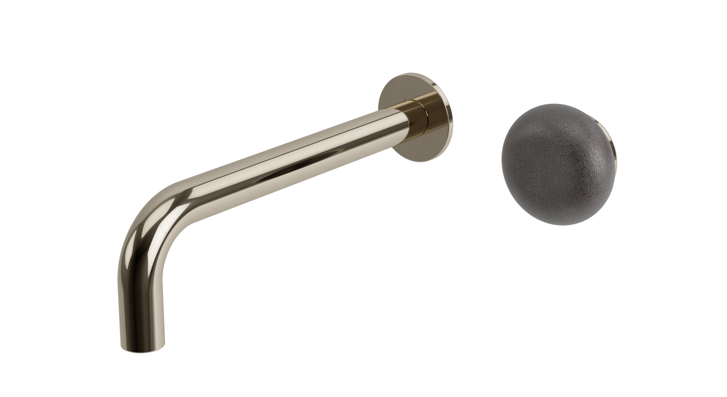 Foundry One Handle Wall Mount 7.5" Lavatory Faucet with Pebble Ceramic Knob Handle in Polished Nickel