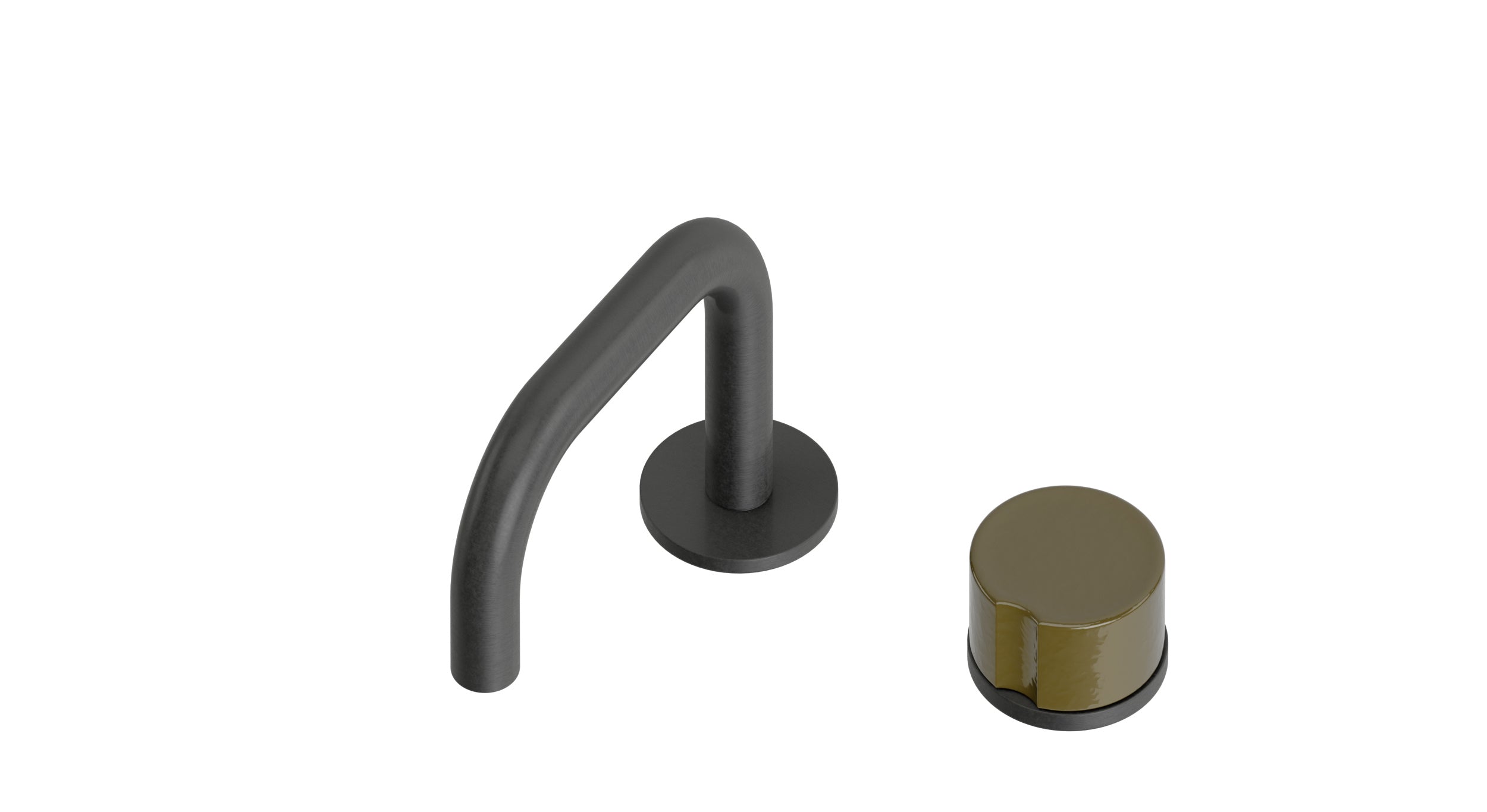 Foundry One Handle Deck Mount Squaretop Lavatory Faucet with Groove Ceramic Knob Handle in Blackened Nickel