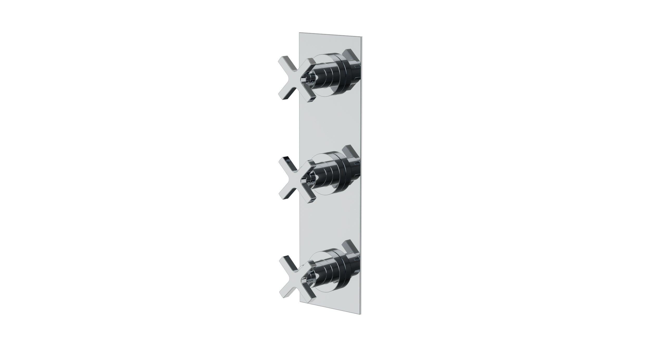 Flatiron Three Handle Wall Mount Shower Trim with Linear Cross Handles