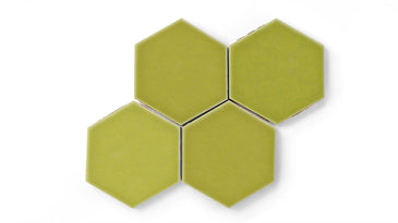 6" Hexagon Original Ceramic Tile in Palm Tree Gloss