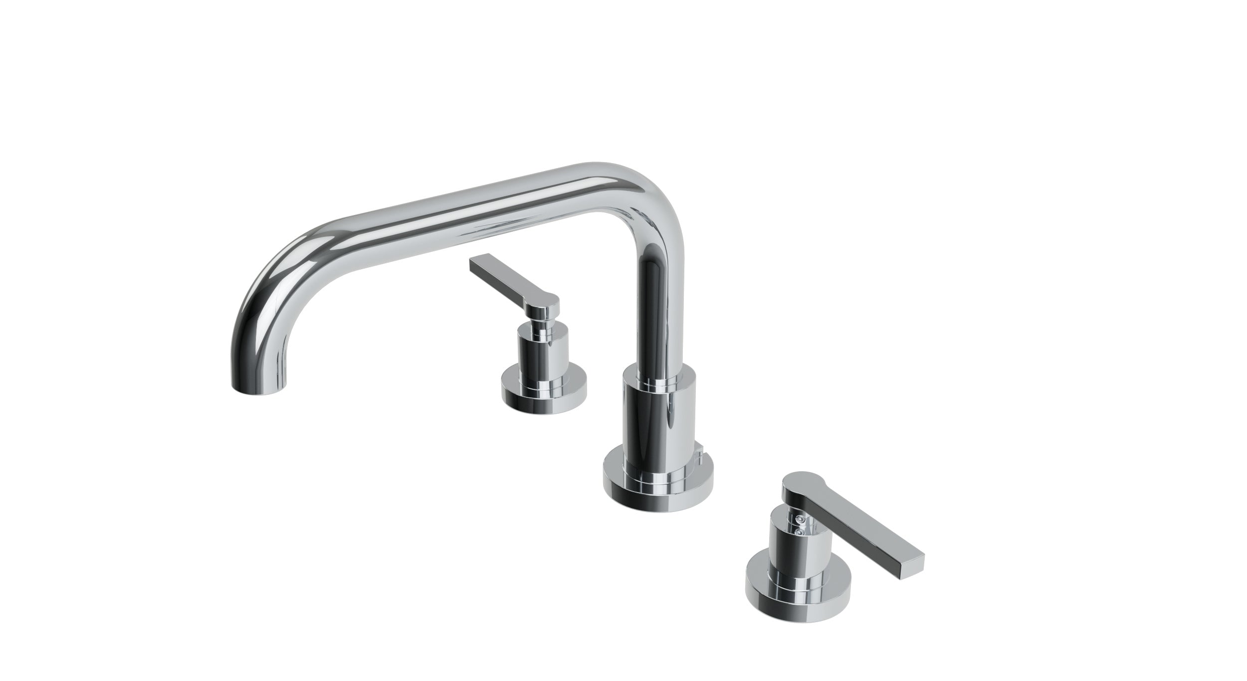 Flatiron Two Handle Deck Mount Squaretop Bath Trim with Linear Lever Handles in Polished Chrome