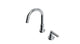 Flatiron One Handle Deck Mount Short Gooseneck Lavatory Faucet with Linear Lever Handle in Polished Chrome