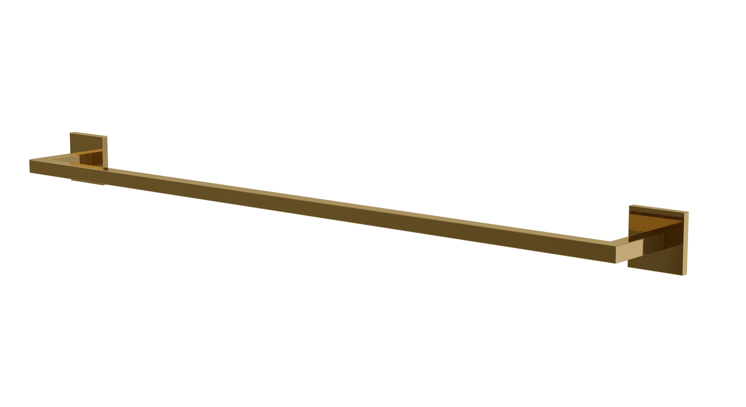 Flatiron Square Towel Bar 30" in Uncoated Polished Brass