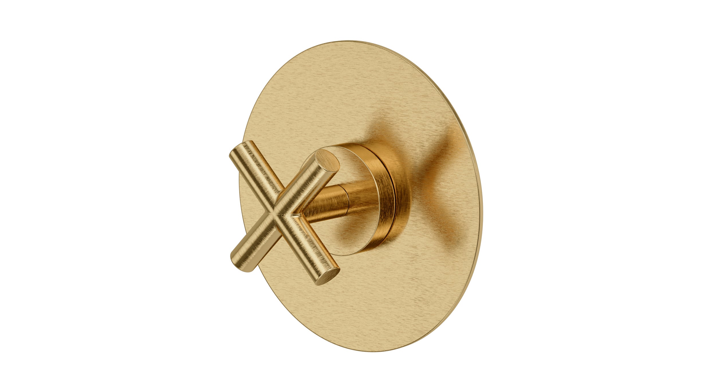 Contour One Handle Wall Mount Shower Trim with Soft Cross Handle in Satin Brass