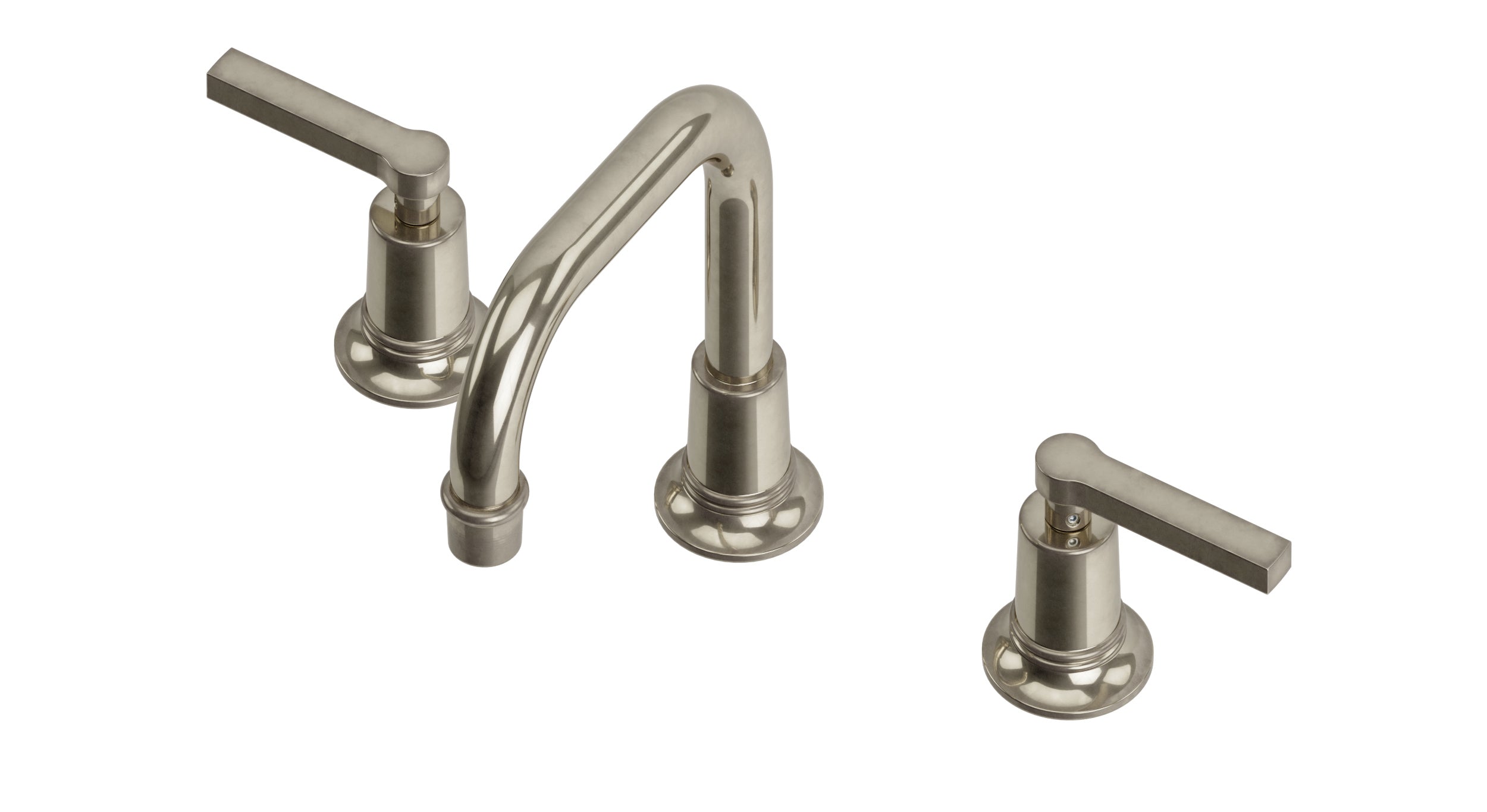 Emerson Two Handle Deck Mount Squaretop Lavatory Faucet with Classic Lever Handles in French Nickel