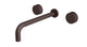 Foundry Two Handle Wall Mount 12" Lavatory Faucet with Barrel Knob Handles in Architectural Copper