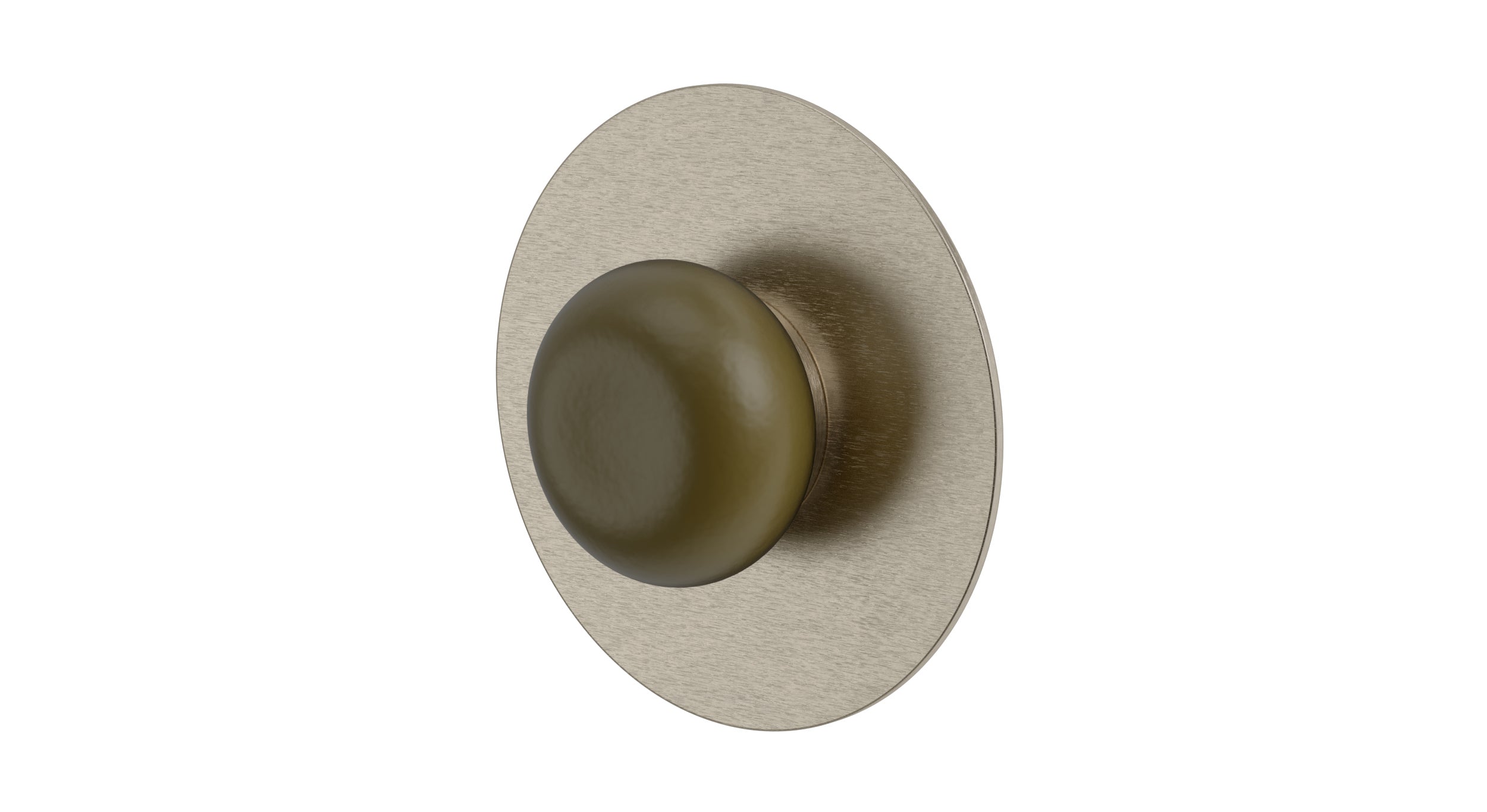 Foundry One Handle Wall Mount Shower Trim with Pebble Ceramic Knob Handle in Satin Nickel