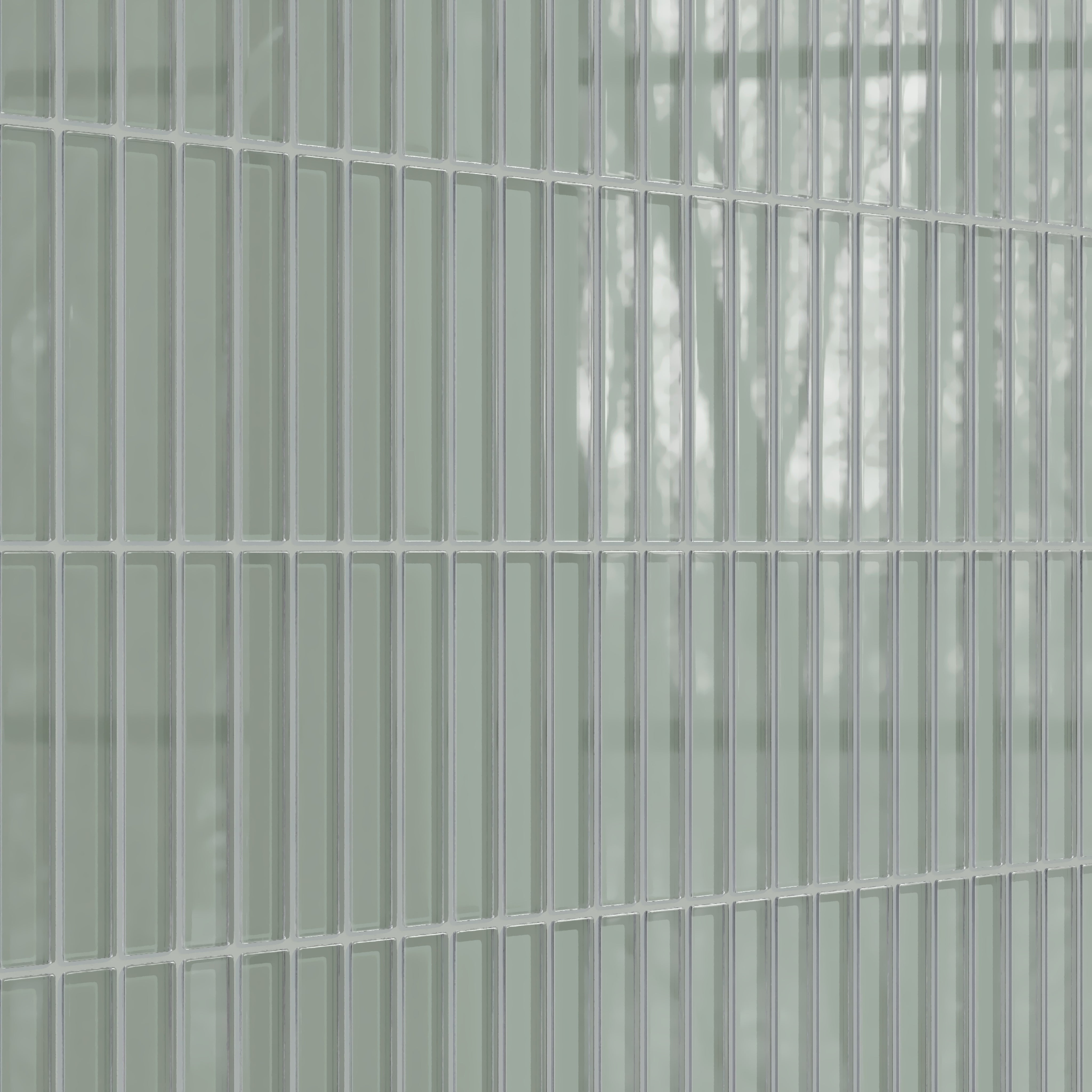 1x6 Straight Set Sheeted Glass Mosaic Tile in Hummingbird Gloss