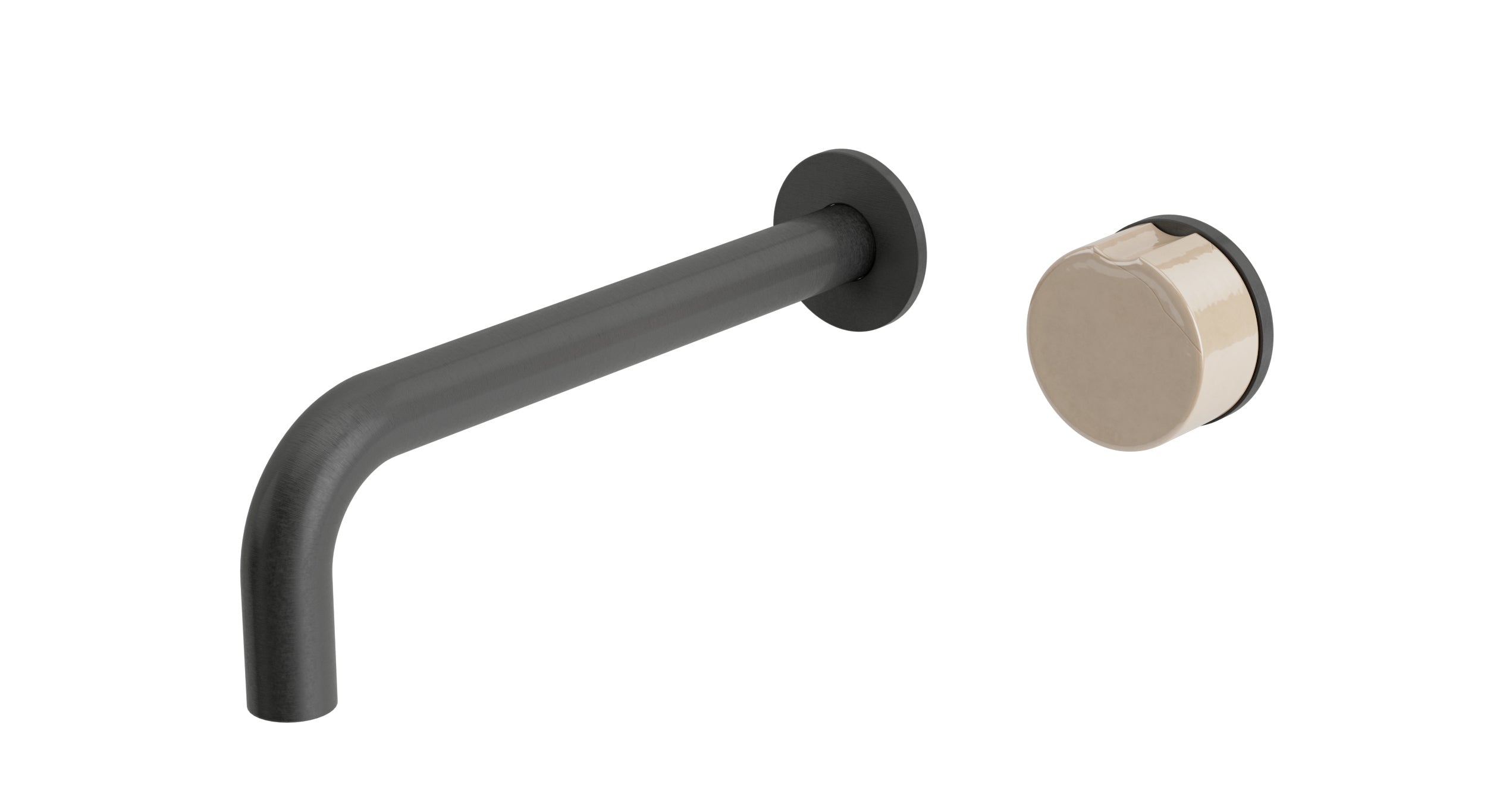 Foundry One Handle Wall Mount 7.5" Lavatory Faucet with Groove Ceramic Knob Handle in Blackened Nickel