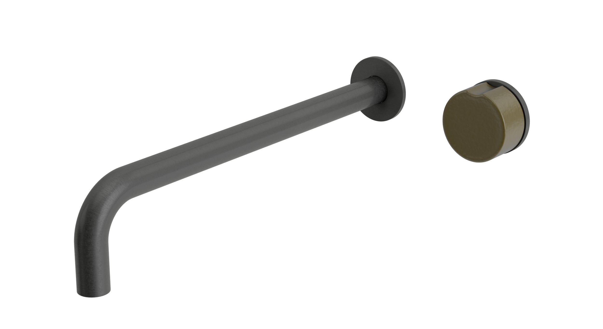Foundry One Handle Wall Mount 12" Lavatory Faucet with Groove Ceramic Knob Handle in Blackened Nickel