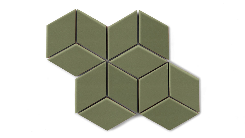 Small Diamond Sheeted - Escher Original Ceramic Mosaic Tile in Peabody Gloss