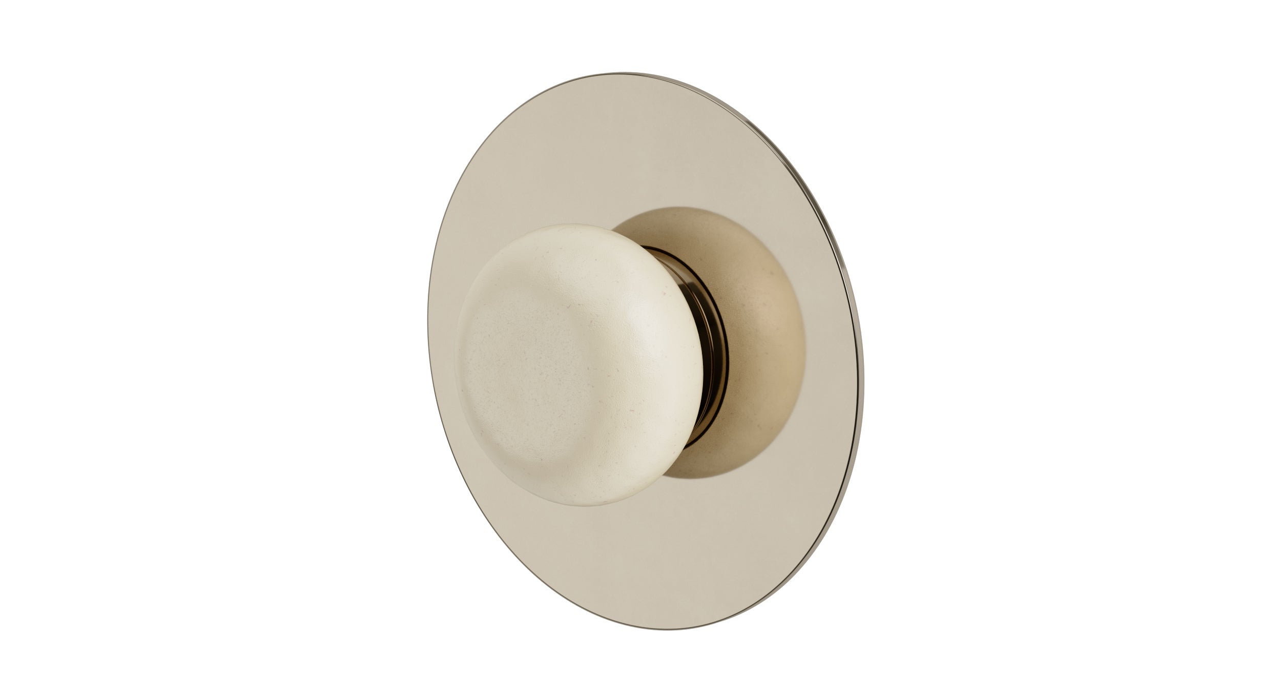 Foundry One Handle Wall Mount Shower Trim with Pebble Ceramic Knob Handle in Polished Nickel