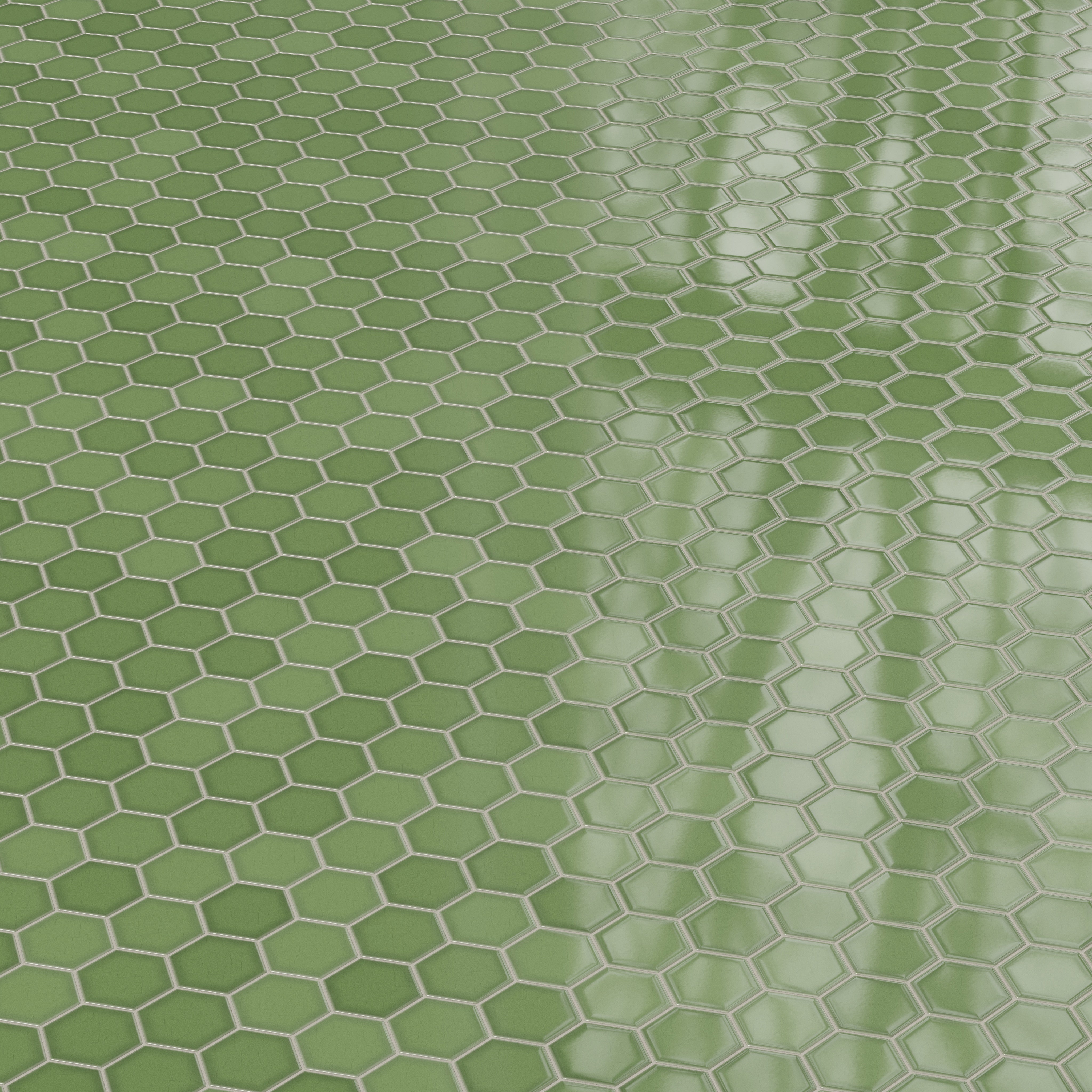 4" Hexagon Original Ceramic Tile in Kelp Gloss