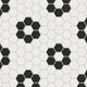 2" Hexagon Double Daisy Sheeted Original Ceramic Tile in Calcite Matte & Raven Matte