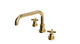 Flatiron Two Handle Deck Mount Squaretop Bath Trim with Linear Cross Handles in Polished Brass