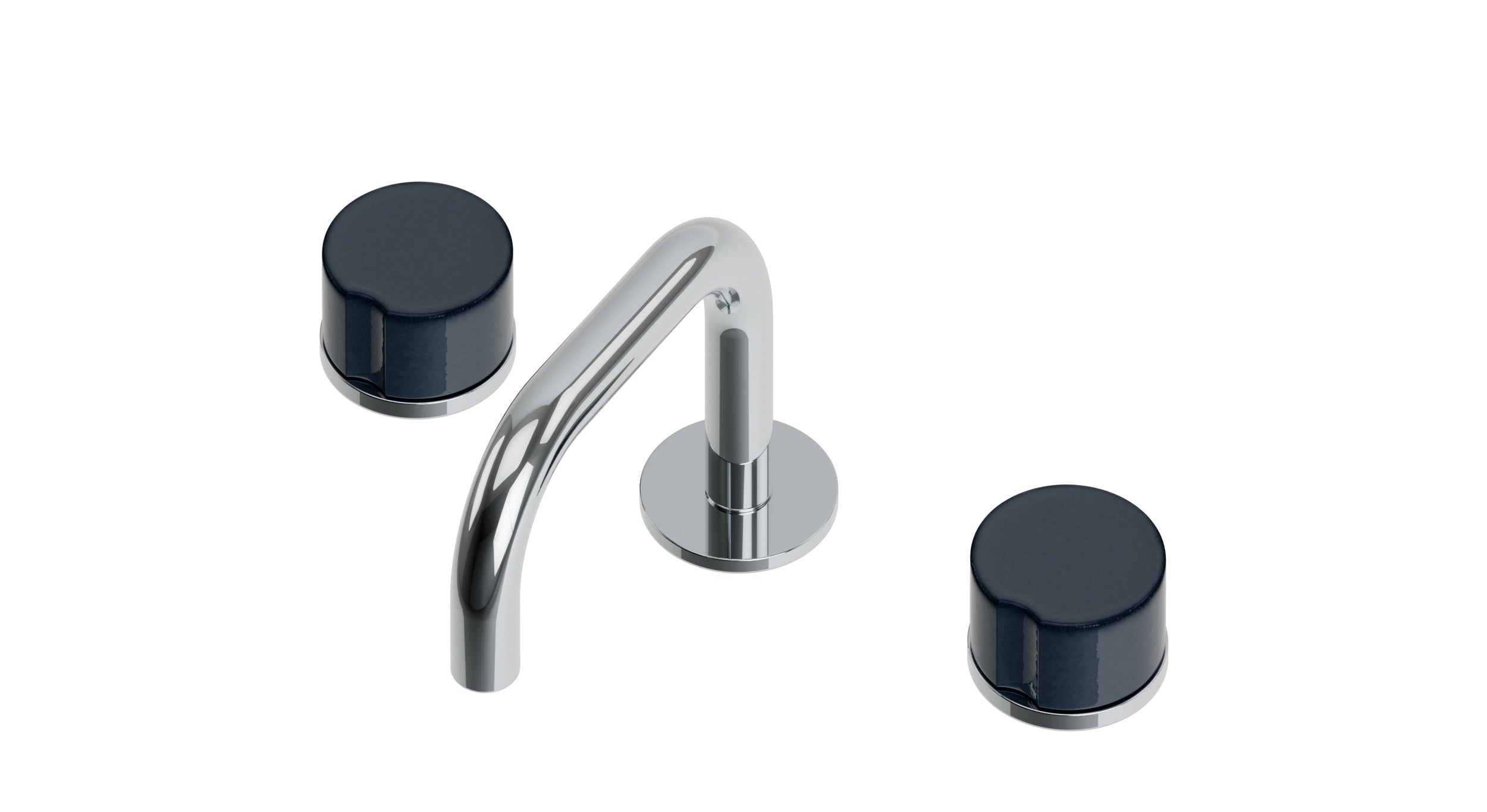 Foundry Two Handle Deck Mount Squaretop Lavatory Faucet with Groove Ceramic Knob Handles in Polished Chrome
