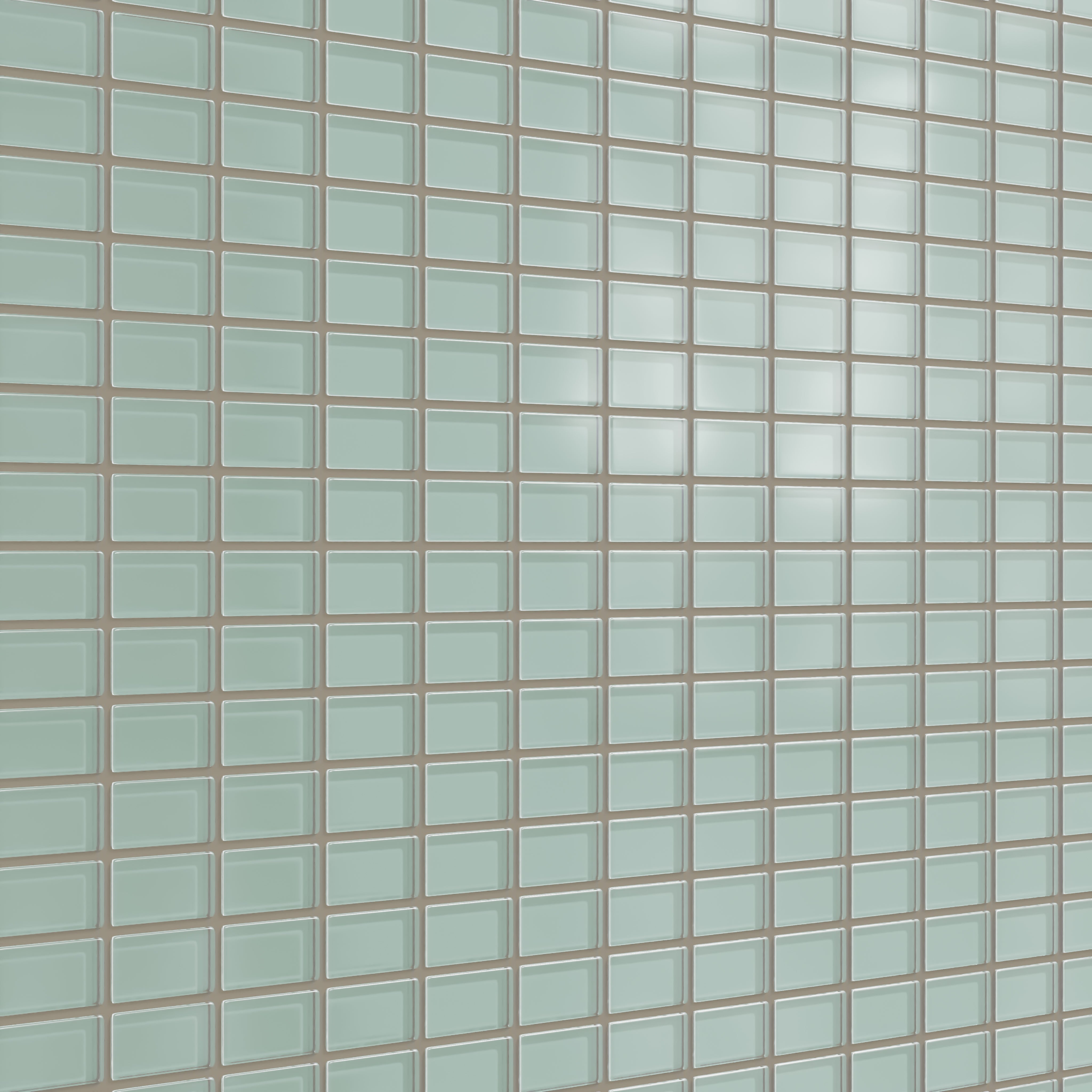 1x2 Straight Set Sheeted Glass Mosaic Tile in Kingfisher Matte