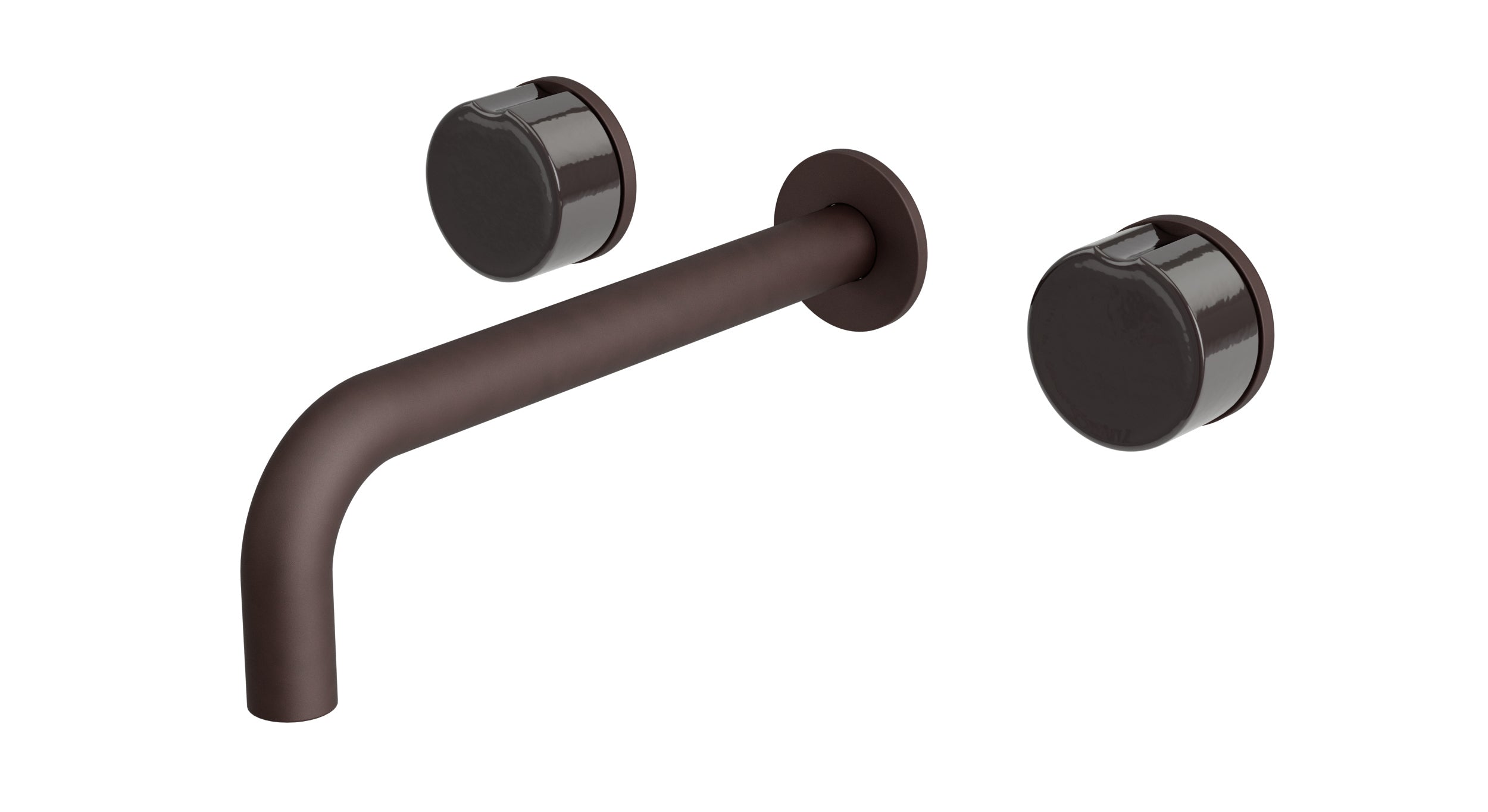Foundry Two Handle Wall Mount 7.5" Lavatory Faucet with Groove Ceramic Knob Handles in Architectural Copper