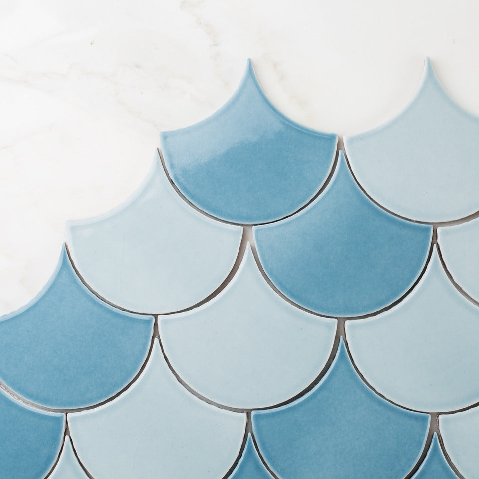 Ogee Drop Original Ceramic Tile in Caribbean Sea Gloss