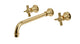 Emerson Two Handle Wall Mount 12" Lavatory Faucet with Defined Cross Handles in Satin Brass