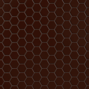 1" Hexagon Sheeted Original Ceramic Mosaic Tile in Garnet Gloss