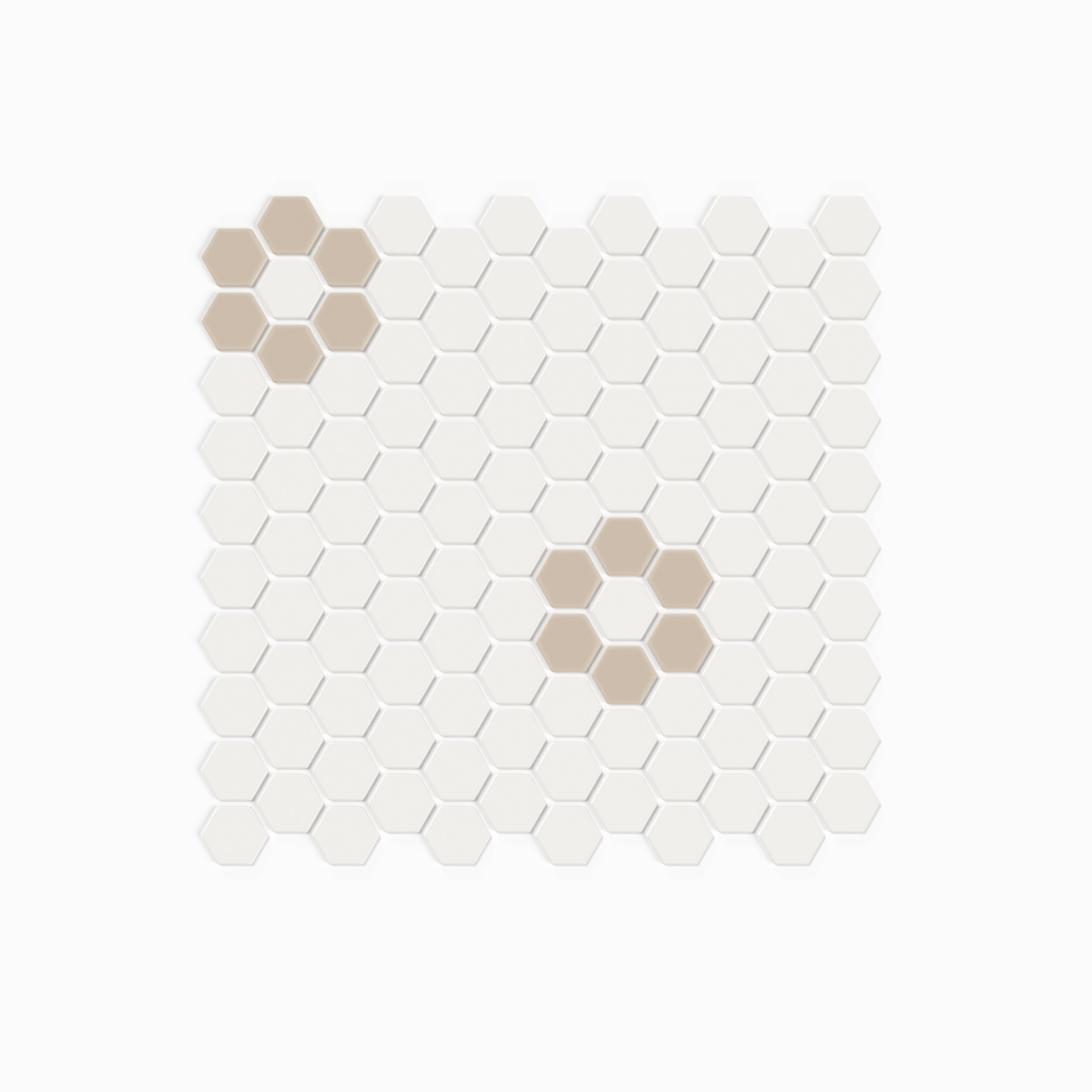 1" Hexagon Double Daisy Sheeted Original Ceramic Tile in Calcite Matte & Sweet Pea Matte
