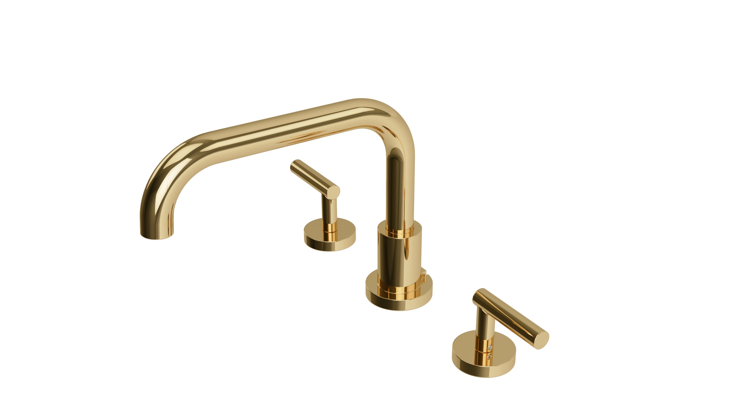 Contour Two Handle Deck Mount Squaretop Bath Trim with Soft Lever Handles in Polished Brass